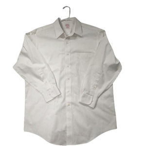 Brooks Brothers Button Up Dress Shirt White Wrinkle Resistant Mens 16.5 32/33